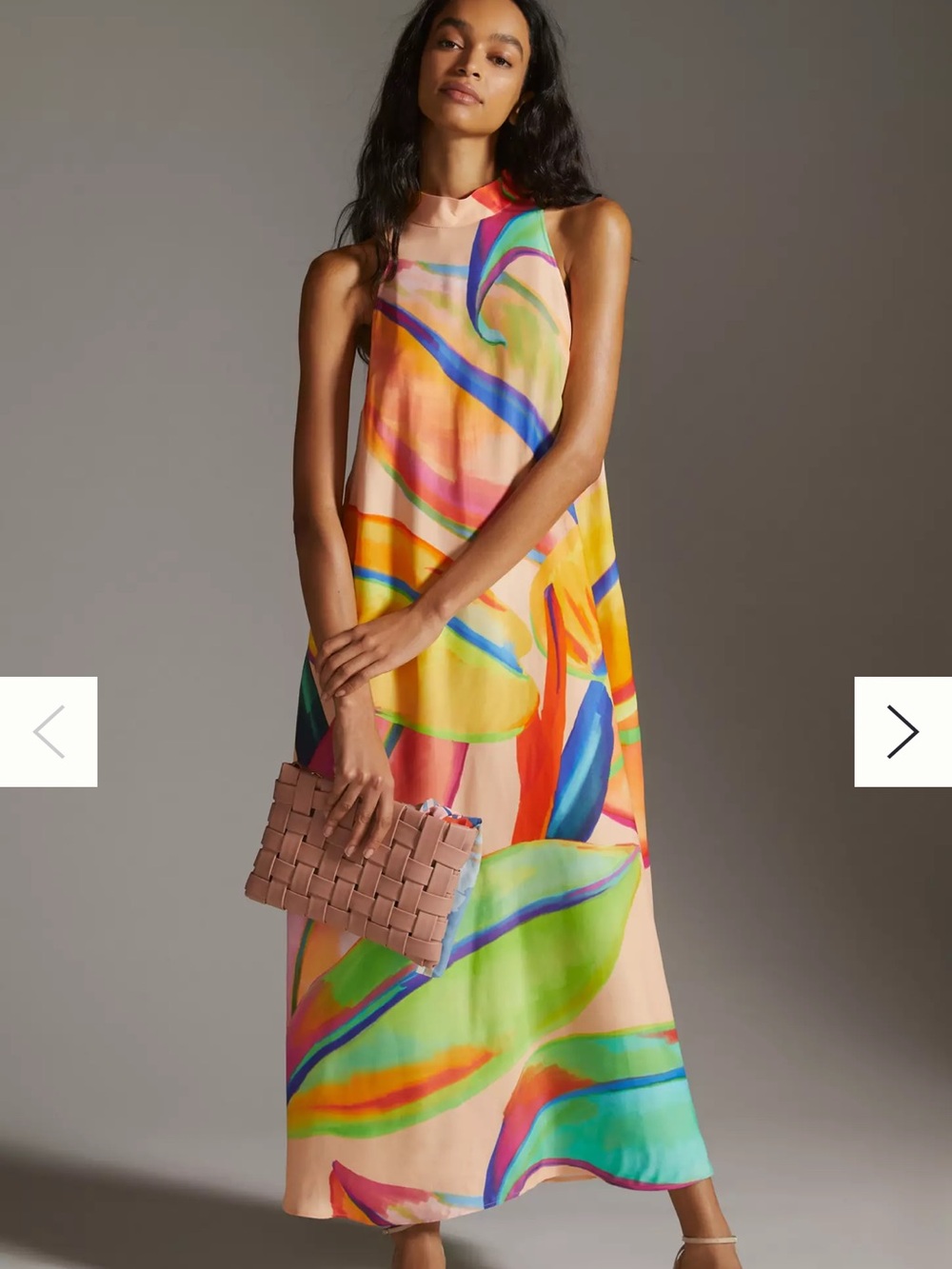 FARM Rio Multi-Color Abstract High-Neck Maxi Dress